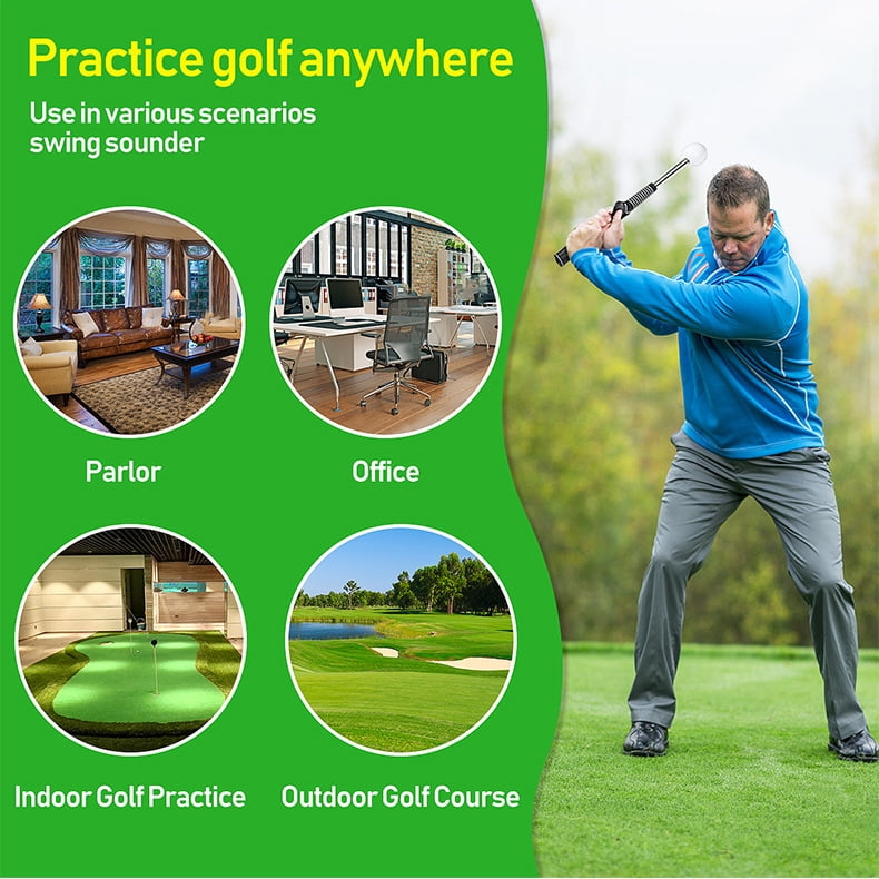Retractable Golf Swing Trainer with Rhythm Click Sound - Grip Trainer Attachment for Strength & Tempo, Ideal for Chipping and Hitting - Golf Accessories for Men