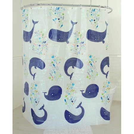 Splash Home Baleen Printed PEVA Shower Curtain 70 x 72 - Blue