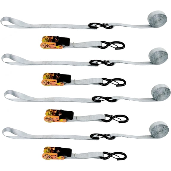 LABLT 2200 lb Break Strength Motorcycle and Truck Tie Downs 1 inch Ratchet Straps 15 Feet Pack of 4