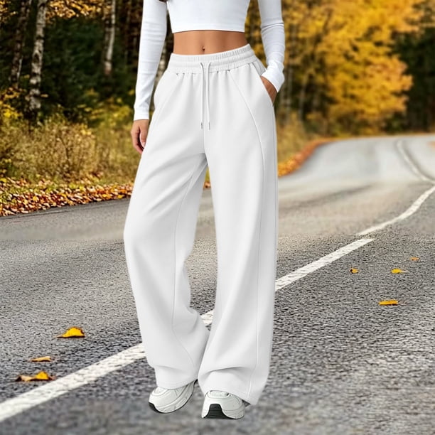 Neewe Classic Sweatpants for Women Casual Straight Pants High Waist Drawstring Sweatpants Baggy Athletic Trousers with Back Pockets