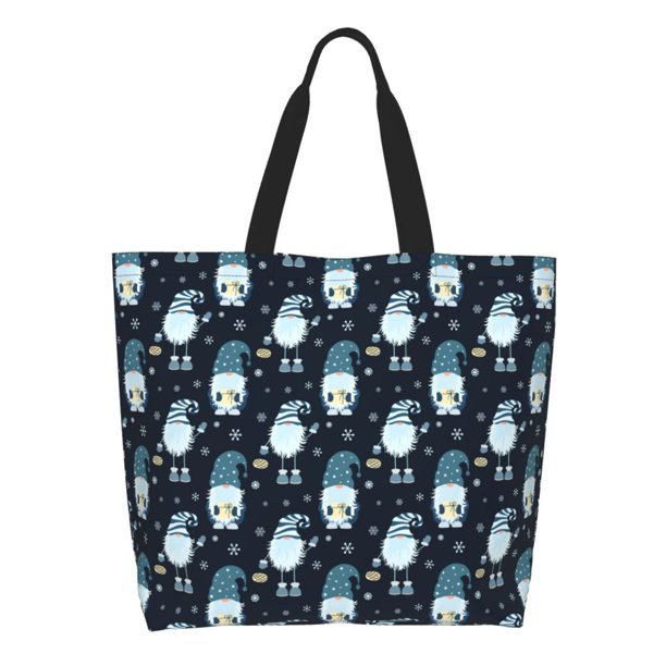 Disketp Christmas Gnome blue Bolsa Tote Estampada para Mujer, Bolso de Hombro y de Mano para Compras y Viajes