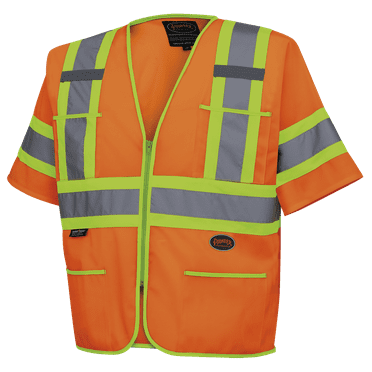 Hi-Viz Safety Sleeved safety vests - Solid Polyester Tricot - Orange - XL