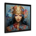 thumbnail image 2 of Designart "Floral Butterfly Graceful Lady Portrait II" Fashion Framed Wall Art - Glam Gold Woman Fashion Photography Hallway Framed Wall Art Decor, 2 of 6