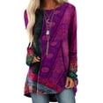 thumbnail image 2 of DYMADE Women's Round Neck Long Sleeve Ethnic Printed Flowy Tunics Top, 2 of 4