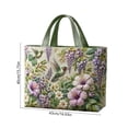 thumbnail image 2 of Hummingbird Tote Bag with Floral Pattern, Embroidered Style Polyester Shoulder Handbag, Lightweight Shopping and Commuter Purse for Women, 2 of 5