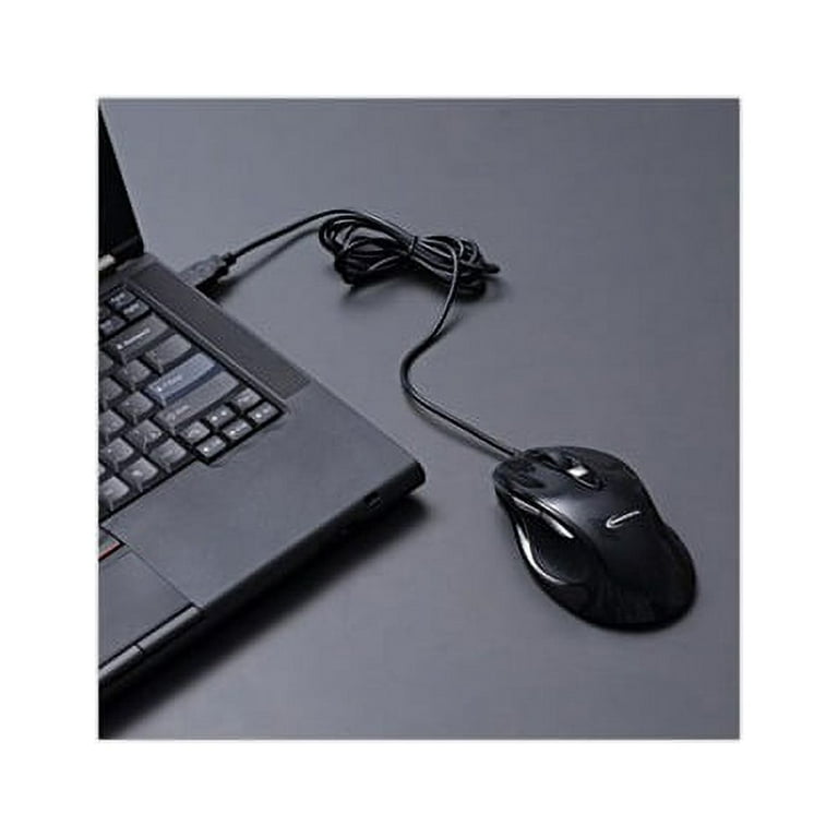 Full-Size Wired Optical Mouse, USB 2.0, Right Hand Use, Black Full-Size Wired Optical Mouse, USB 2.0, Right Hand Use, Black