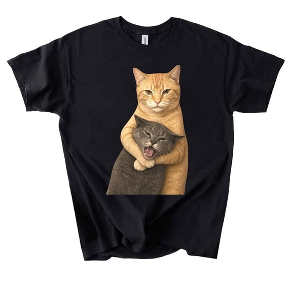 Funny Hugging Cats Vintage T-Shirt, Chaotic Cat Meme Tee, Pet Lover Gift