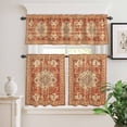 thumbnail image 6 of Retro Ethnic Curtain Valances Set Tribal Boho Orange Vintage Oriental Kitchen Curtains 36&nbsp;inch Length Rod Pocket Valance and Tiers 3 Piece Set Small Bedroom Bathroom Laundry Decor, 6 of 9