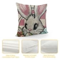 thumbnail image 4 of Chilfamy  Easter Bunny Decorative Throw Pillow Covers , Rabbit Chick Eggs Carrot Daisy Flower Porch Outdoor Home Decor, Pink Plaid Check Stripes Polka Dots Farmhouse Couch Cushion Case，Multi-Size, 4 of 5