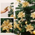 thumbnail image 6 of 20 Pack Christmas Poinsettia Decorations Flowers Ornaments for Christmas Tree, Wreath, Garland, 5.5", 6 of 8