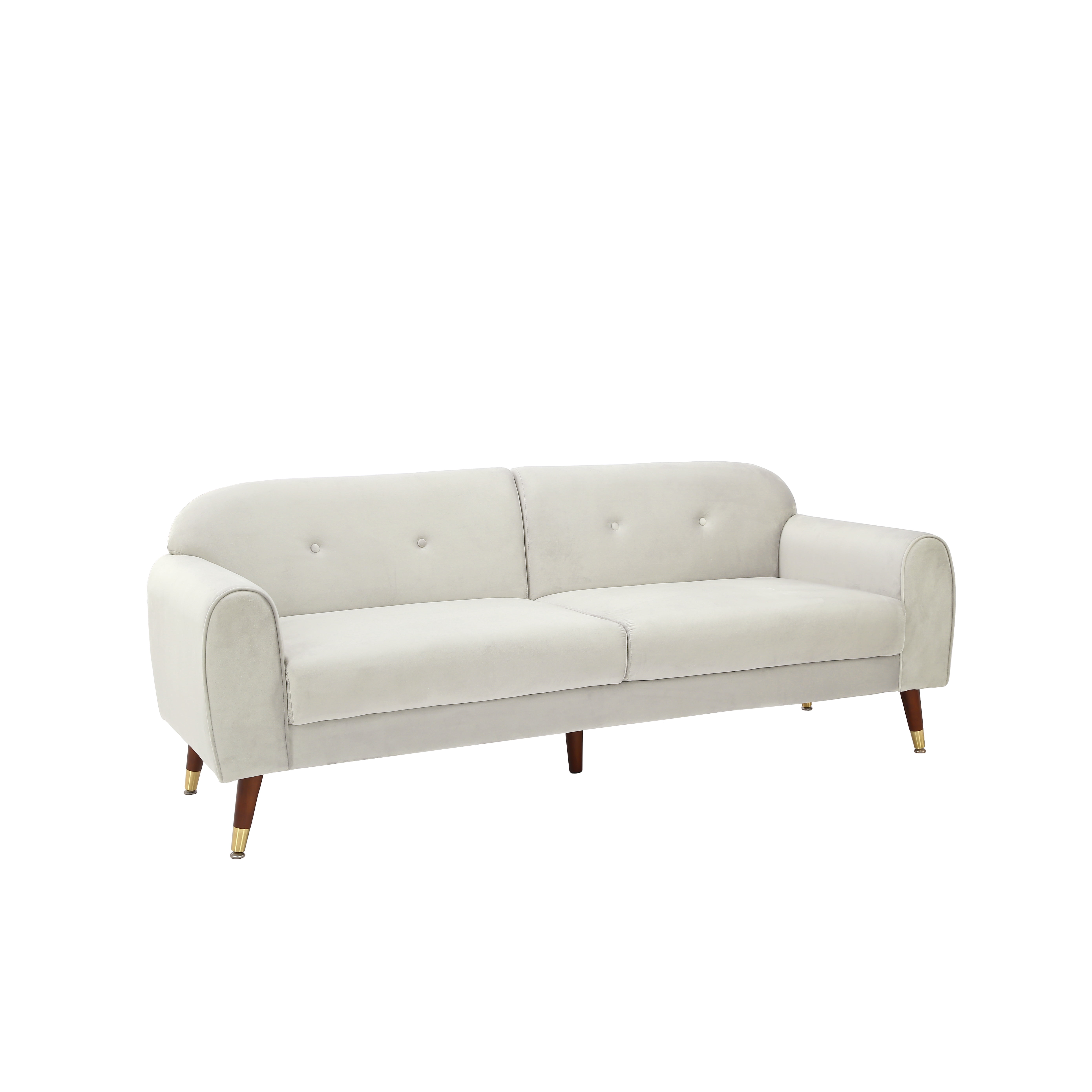 BSHTI 76 inch Modern Velvet Sofa Couch with Curved Back, Sofa Sleeper Button Tufting and Tapered Legs, Beige