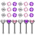 thumbnail image 3 of 24pcs Nose Piercing Studs Piercing Jewelry Bone Studs Diamond Nose Rings for Women, 3 of 8