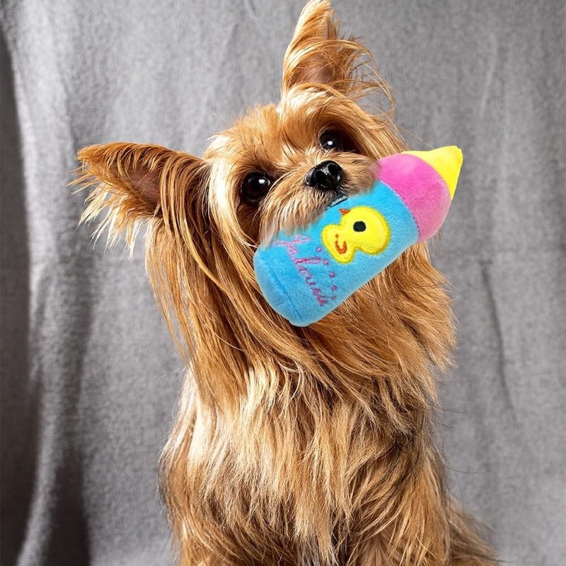 18PCS Random Pet Dog Toys Plush Chew Toy Soft Banana Bone Vegetable Fruit Squeaky Puppy Training Interactive Toy Bite-Resistant Pet Supplies