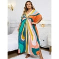 thumbnail image 2 of Edolynsa Plus Size Kaftan Dresses for Women Maxi Beach Dress Bathing Suit Cover up Lightweight Resort Wear Mumu Dress, 2 of 9