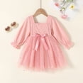 thumbnail image 3 of Younger Tree Baby Girl Tutu Dress Toddler Fall Long Sleeve Square Neck Bowknot Princess Birthday Party Dresses for 18-24 Months, 3 of 9