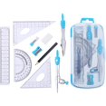 thumbnail image 2 of 10-Piece Math Geometry Kit for Students - Shatterproof Storage Case Included | Ruler, Protractor, Compass, Eraser, Pencil Sharpener, Refills (2 Packs), Pencil & Drawing Tool，blue, 2 of 6