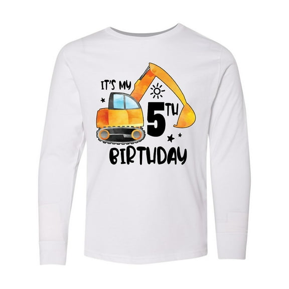 Inktastic Construction Truck It's My 5th Birthday Long Sleeve Youth T-Shirt