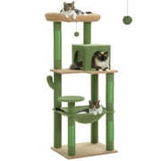 PAWZ Road Cat Tree 56 Sisal Scratching Posts Tower with Large Perch Hammock for All Indoor Cats,Green