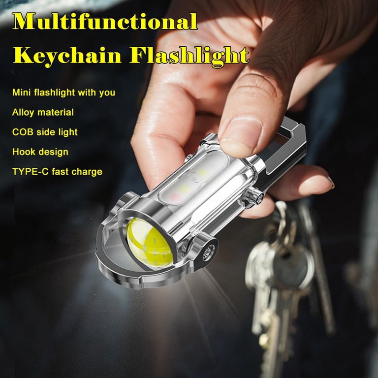 Super Bright 1200LM Mini Key Ring Flashlight – 2026 Waterproof Rechargeable LED Torch With Side Light, Power Bank, 7 Modes & Hook – Outdoor Camping, EDC, Rescue