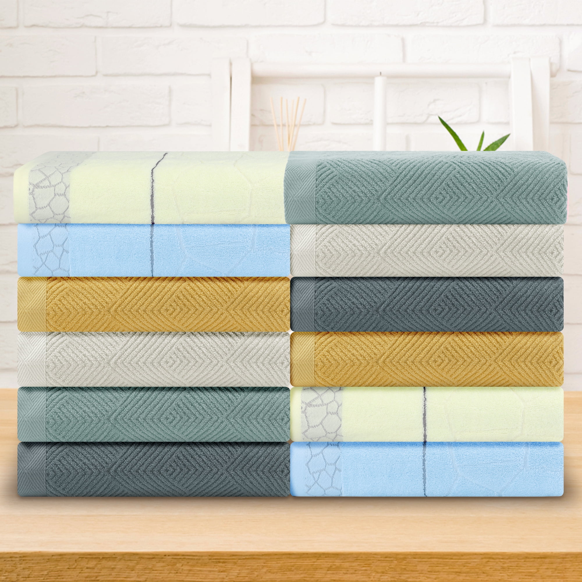 REGALWOVEN Cotton Bath Towels 2 Pack Large Towels Lightweight Towels for Bathroom Yellow 28' x 56'