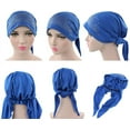 thumbnail image 2 of Women‘s Pleated Ruffle Chemo Knit Tied Turban Cap Muslim Head Scarf Hat Headwrap, 2 of 2