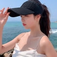 thumbnail image 3 of Women's Sun Visor Hat, Open Top Breathable Sports Cap for Summer Outdoor Activities, UV Protection Wide Brim Sun Hat for Golf and Tennis Black, 3 of 4