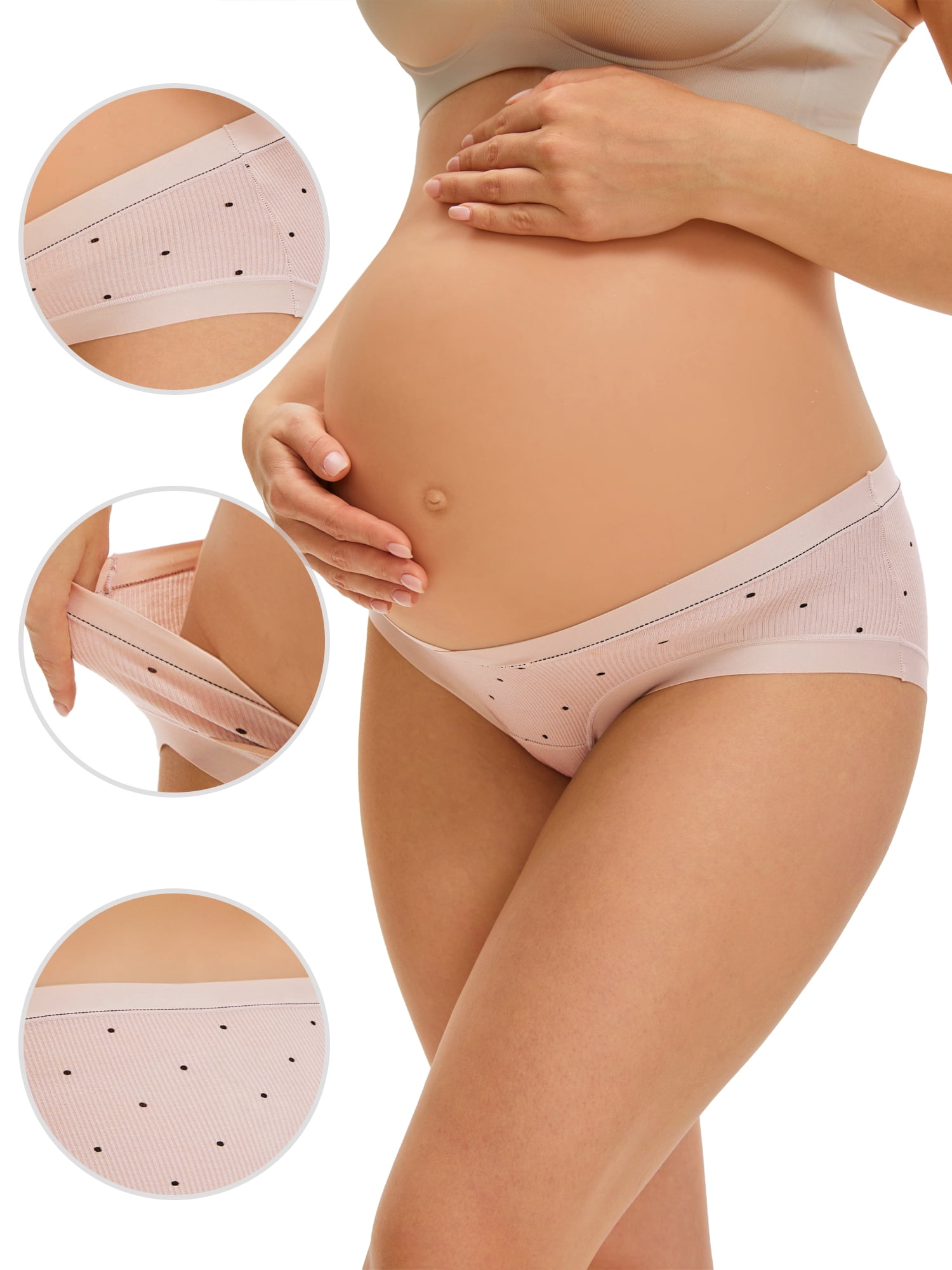 DARING DIVA Women's Low Rise Pregnancy Briefs V-Cut Waist Belly Support Underwear XXL Pink