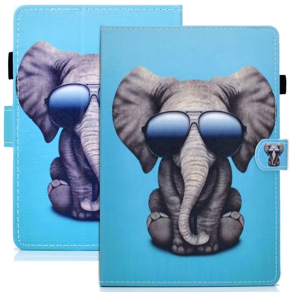 Cute Case for 2021 All-New Kindle Paperwhite E-reader (6.8 Inch, 11th generation) - Flip Folio Magnetic Cover with Card Holders, Slim Lightweight PU Leather/Silicone Composite Case (Elephant)