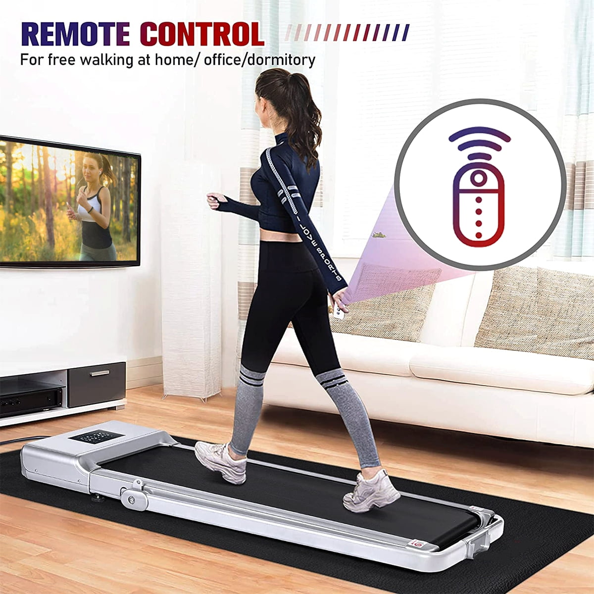 2 in 1 Under Desk Treadmill, Portable Folding Treadmill for Home Office