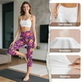 thumbnail image 7 of SCRAWLGOD Plumeria Flower Violet Capri Leggings for Women - Breathable Tummy Control Yoga Leggings with Pockets Lightweight High Waisted Yoga Pants Workout Cycling Tights, L, 7 of 7
