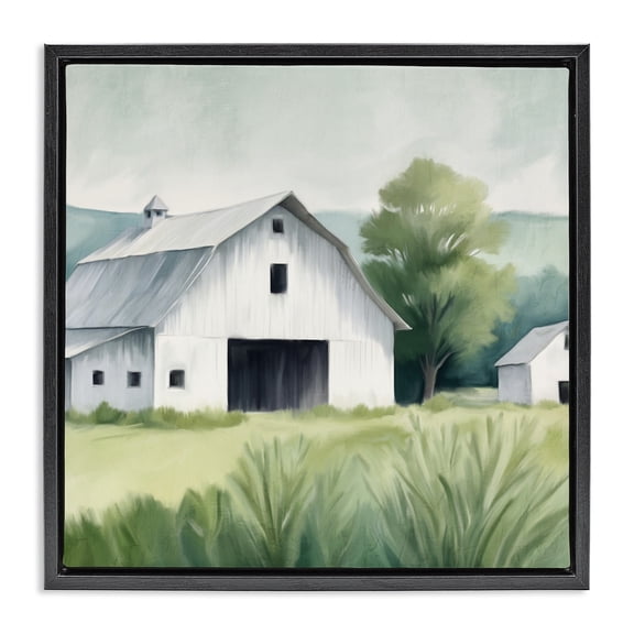 Stupell Industries Farm Home White Barn Black Framed Floater Canvas Wall Art, design by Kim Allen