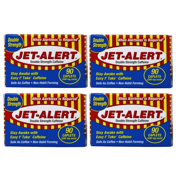 Jet Alert Double Strength Alertness Aid Caplets, 200mg-90 Ct Value Packs (4)