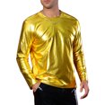 thumbnail image 4 of Camisetas de hombre INSPIRE CHIC de cuello redondo de manga larga brillante 2XL amarillas, 4 of 6