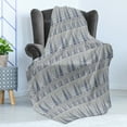 thumbnail image 4 of Winter Soft Flannel Fleece Blanket, Triangular Pine Fir Trees Horizontal Pattern Circles Modern Art Inspired, Cozy Plush for Indoor and Outdoor Use, 70" x 90", Taupe Slate Blue Sage, by Ambesonne, 4 of 5