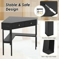 thumbnail image 4 of Giantex  Corner Writing  Desk, 90 Degrees Triangle Desk w/Storage Shelves & Metal Frame, Makeup Vanity Table,for Small Spaces, Black, 4 of 8