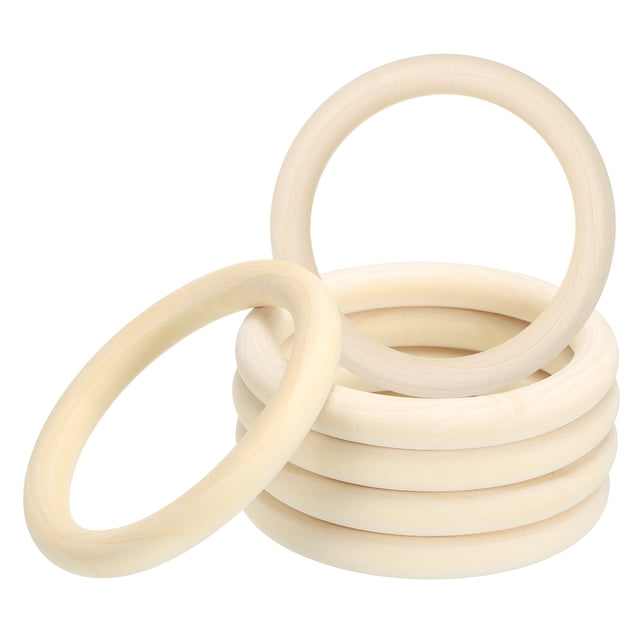Anillos de madera Uxcell de 80 mm 3.1" de 10 mm de grosor, paquete de 10 anillos de madera natural sin terminar