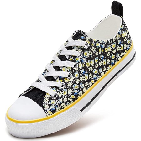 

ZGR Women’s Canvas Low Top Sneaker Lace-up Classic Casual Shoes Black and White