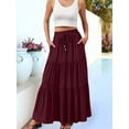 thumbnail image 4 of Women's Spliced Pleated Midi Pockets or Skirt for Casual Wine Red S, 4 of 7
