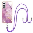 thumbnail image 2 of Allytech Galaxy S21 Case, Flexible TPU Marble Pattern Slim Fit Anti-scratch Shock-absorbing Full Protection Back Cover with Hand Strap Lanyard Case for Samsung Galaxy S21, Lightpurple, 2 of 4