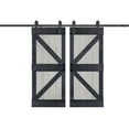 thumbnail image 2 of K Series 76in. X 84in. French Gray/Carbon Gray Finished DIY Knotty Pine Wood Double Sliding Barn Door With Hardware Kit, 2 of 5