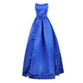 thumbnail image 4 of Satin Prom Dresses for Women Sleeveless Strapless Slit Zip Back A Line Maxi Dress Evening Ball Gown Wedding Guest Dress, 4 of 8
