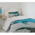 thumbnail image 4 of Ambesonne Shark Quilted Bedspread Set 2 Pcs, Angry Danger Fish Fins, Twin Size, Petrol Blue Black Grey, 4 of 6