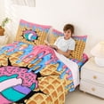 thumbnail image 3 of Erosebridal Volleyball Sport Queen Sheet Sets for Kids Boys Girls, Ice Cream Drip Waffle Bed Set, 1 Flat Sheet, 1 Fitted Sheet and 2 Pillowcases, 3 of 5