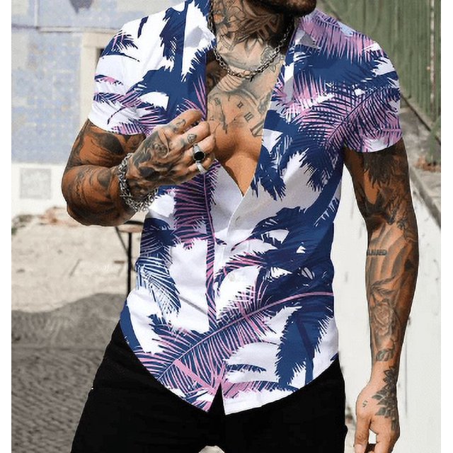 Chemise à Manches Courtes Style Britannique Décontractée Imprimée 3D d'Été pour Hommes