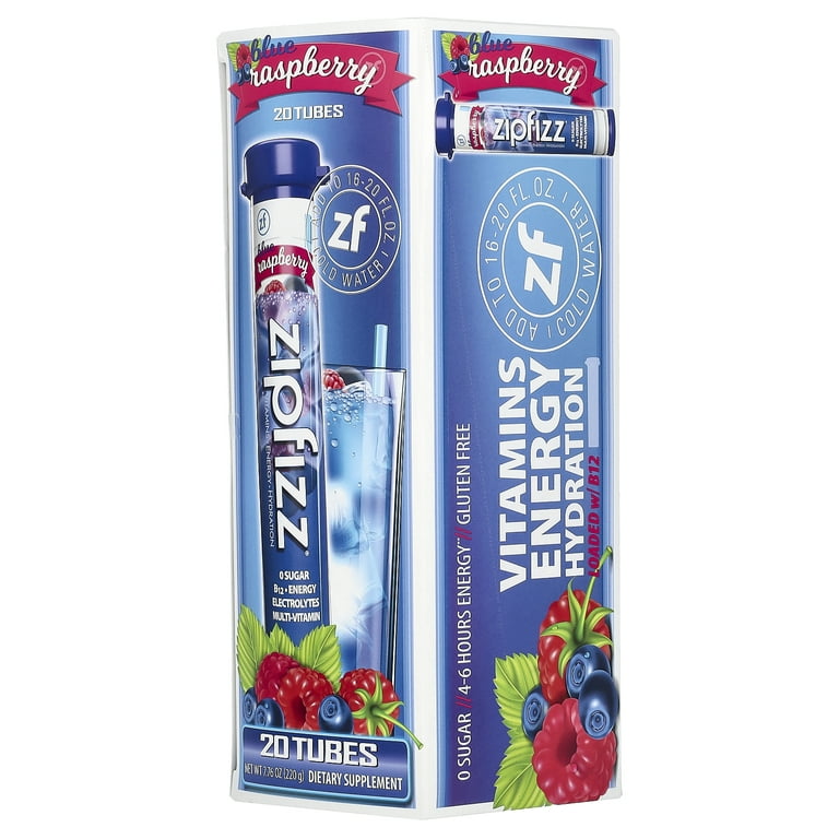 Zipfizz Energy Drink Mix, Blueberry Raspberry, 20 Count, Vitamins