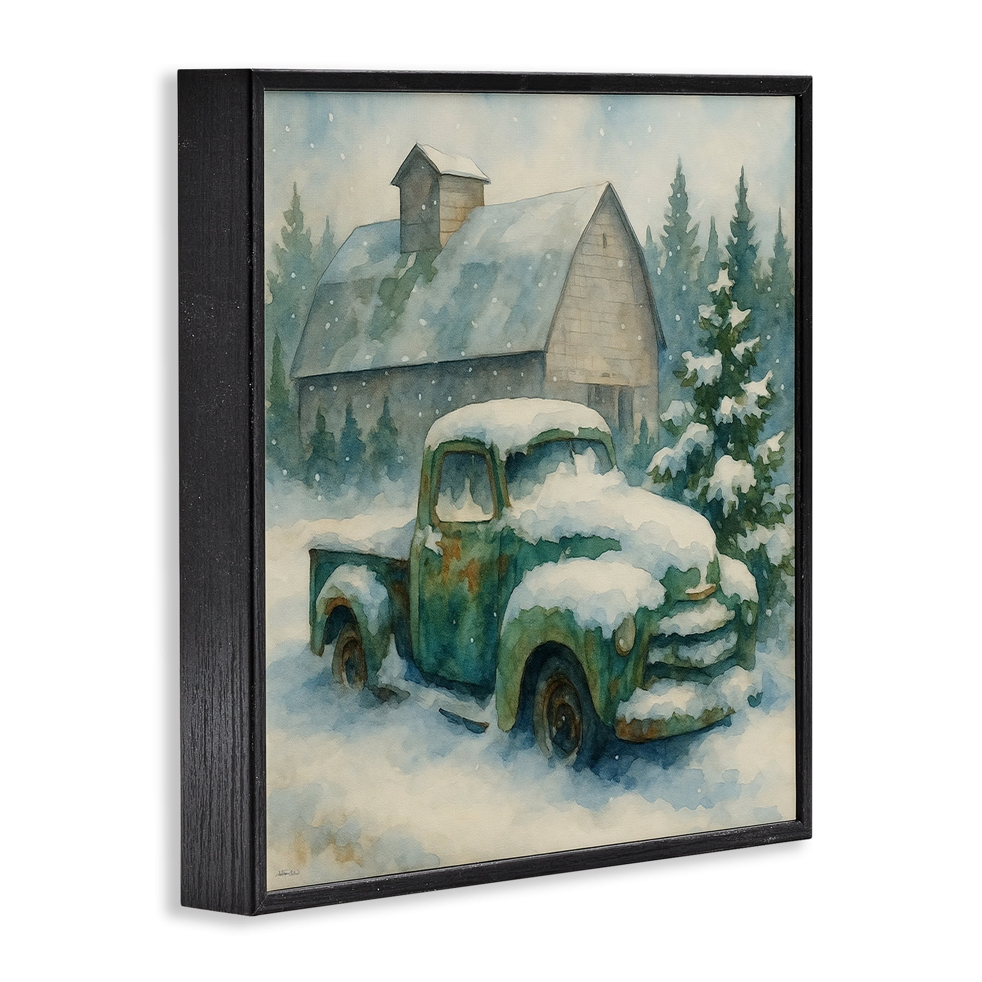 Stupell Industries Nostalgic Winter Farm Truck Black Framed Giclee Art, design by Antony Smith
