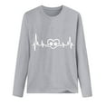 thumbnail image 3 of DDAPJ pyju Long Sleeve T-shirt for Women Dog Paw Heart Print Pullover Tops Teen Girls Cute Graphic Tees Loose Casual Round Neck Raglan Top Valentine's Day Fashion Gift Ideas Gray L, 3 of 5