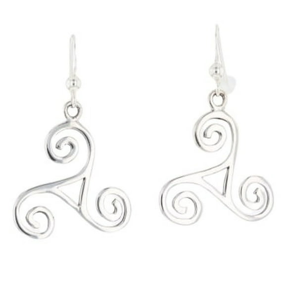 Jewelry Trends Sterling Silver Spiral Triskele Celtic Trinity Knot Dangle Earrings