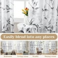 thumbnail image 5 of Non-See-Through Light Grey and White Privacy Sheer Curtains 52 X 63 Inch Length 2 Panels, Leaf Floral Printed Light Filtering Semi Sheer Window Curtains Drapes for Bedroom Living Room, 5 of 8