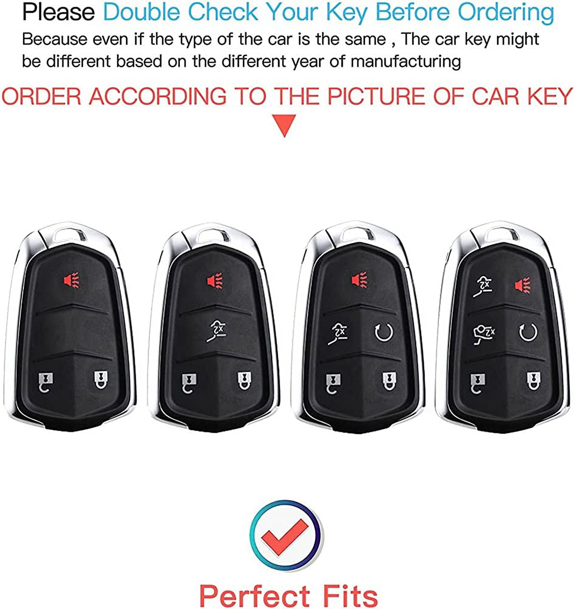 Metal Key Fob Cover for Cadillac, for 2015-2019 Cadillac Escalade CTS SRX XT4 ATS STS CT6 SRX 5-Buttons Full Protection